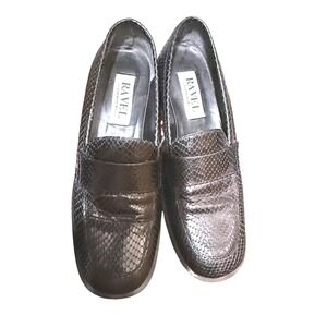 Ravel‎ London Women's 8 Snake Embossed Loafers Low Heel Slip On Dress Shoes